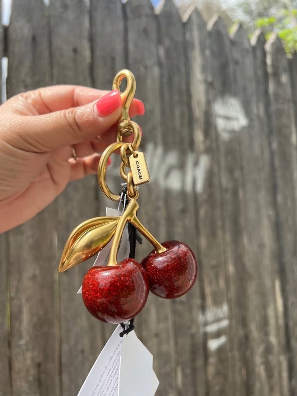 Coach Red Cherry Bag Charm with Gold-Tone Hardware - Picture 4 of 4